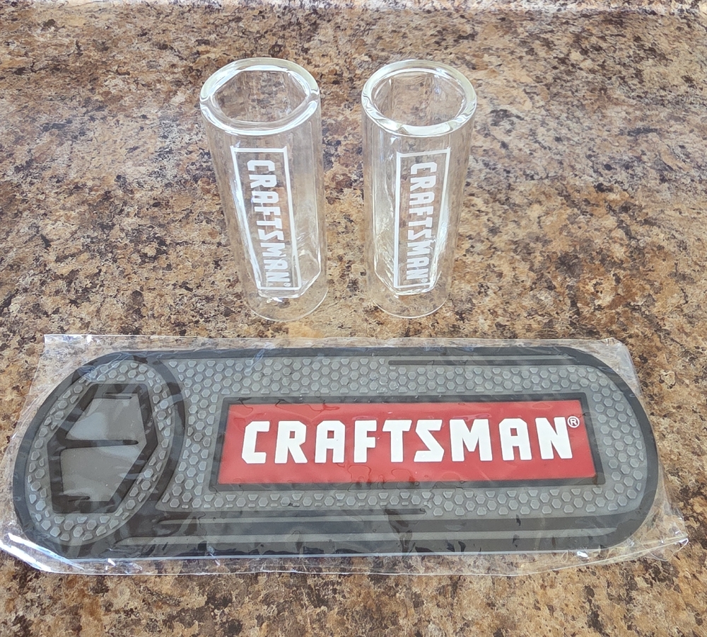 Craftsman Shot Glasses and Bar Mat Bundle